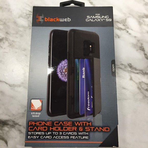 Blackweb Phone Case with Card Holder & Stand For Samsung Galaxy S9 - Picture 1 of 13